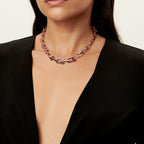 Collier à maillons gradués en or rose et diamants