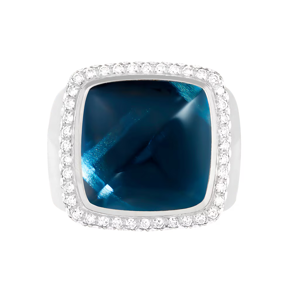 Bague Pain de Sucre, topaze blue london, grand modèle