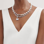 Collier Cadenas en perles en argent 925 millièmes. 9-10 mm.