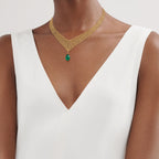 Collier de soirée Maille en or 18 carats et perle en émeraude polie