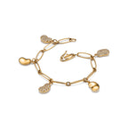 Bracelet Five Bean design en or jaune 18 carats et pavé de diamants