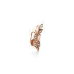 Boucles d’oreilles montantes motif vigne en or rose 18 carats et diamants