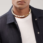 Collier Perles en or jaune et diamants
