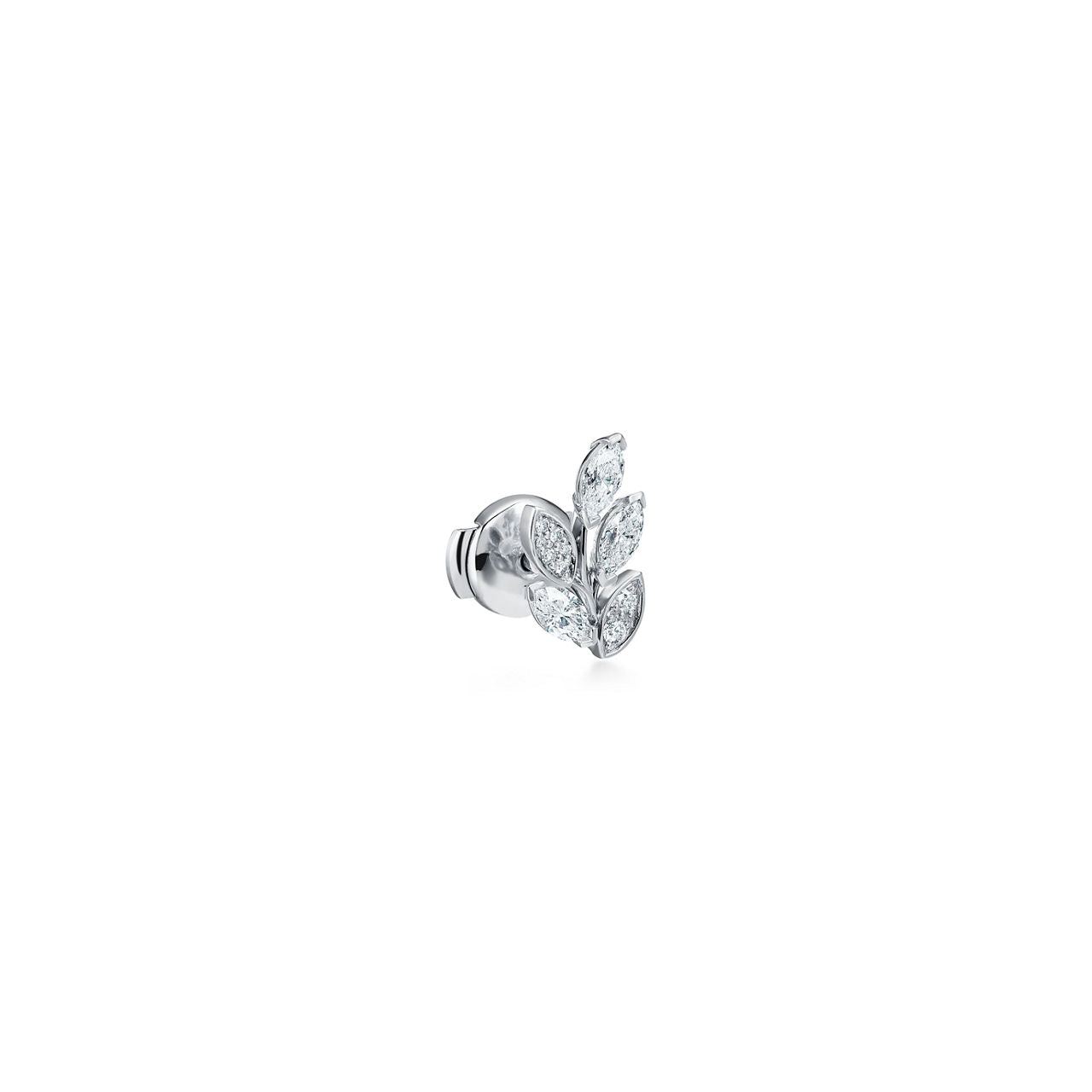 Boucles d’oreilles motif rameau en platine et diamants