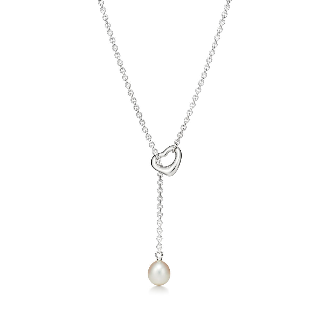 Collier Lasso Open Heart en argent 925 millièmes et perle