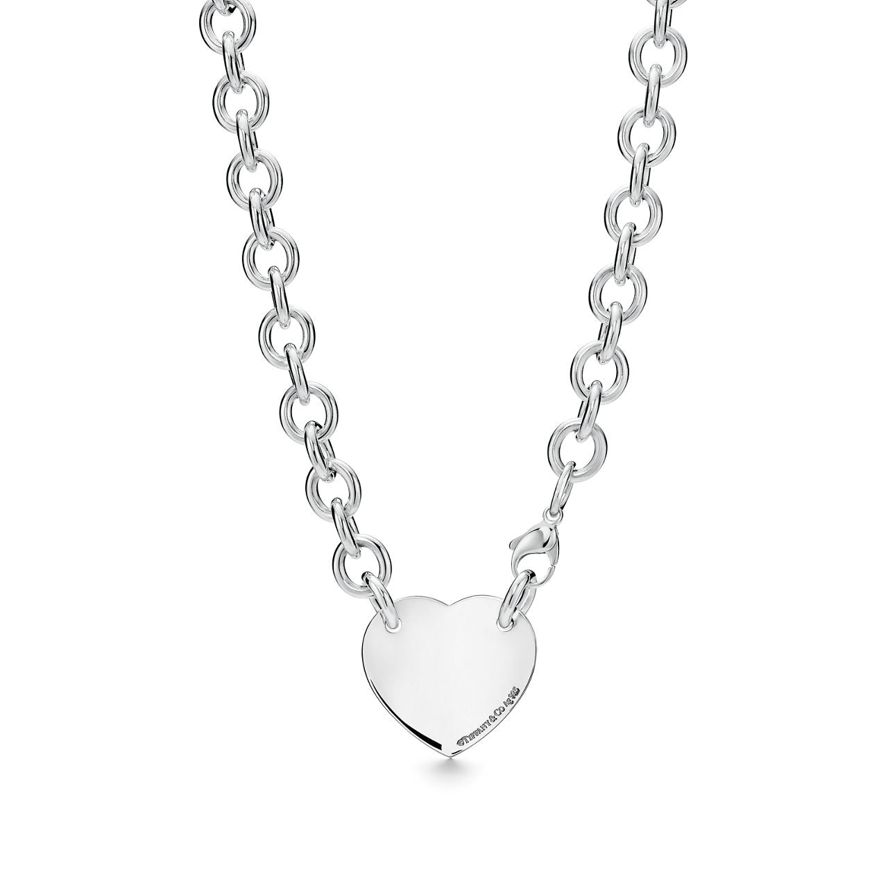 Collier Plaque Cœur en argent 925 millièmes, 39,4 cm
