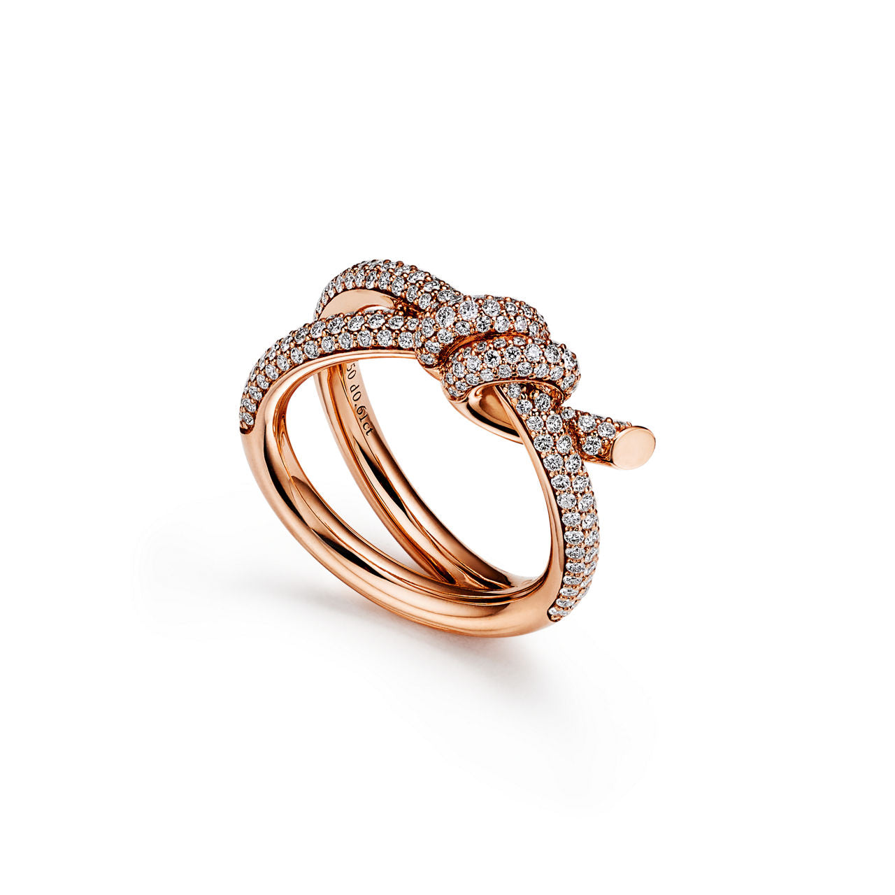 Tiffany Knot Bague double rang en or rose 18 carats et diamants