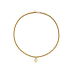 Collier de perles Plaque Cœur en or jaune 18 carats. Mini.