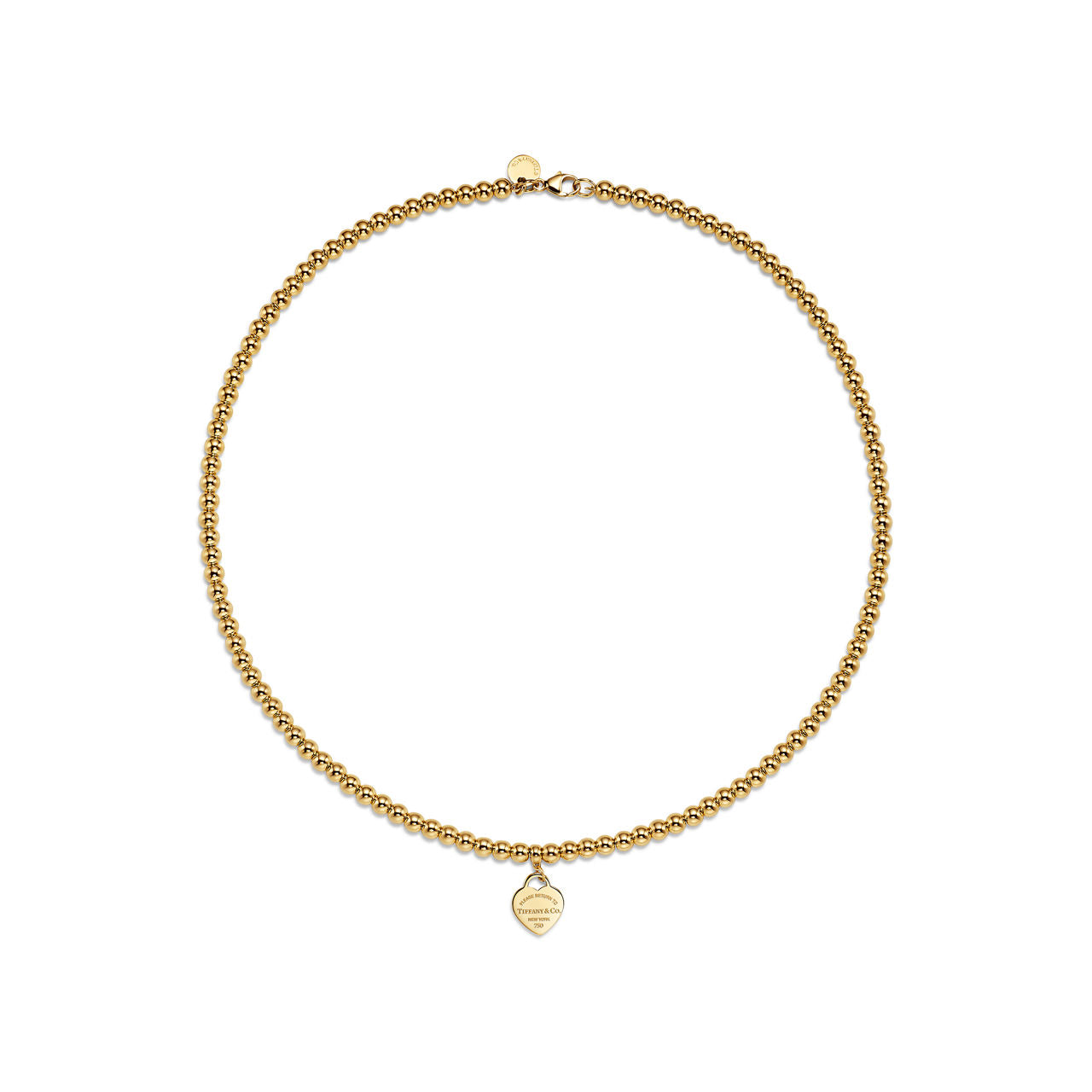 Collier de perles Plaque Cœur en or jaune 18 carats. Mini.