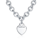 Collier Plaque Cœur à maillons en argent 925 millièmes