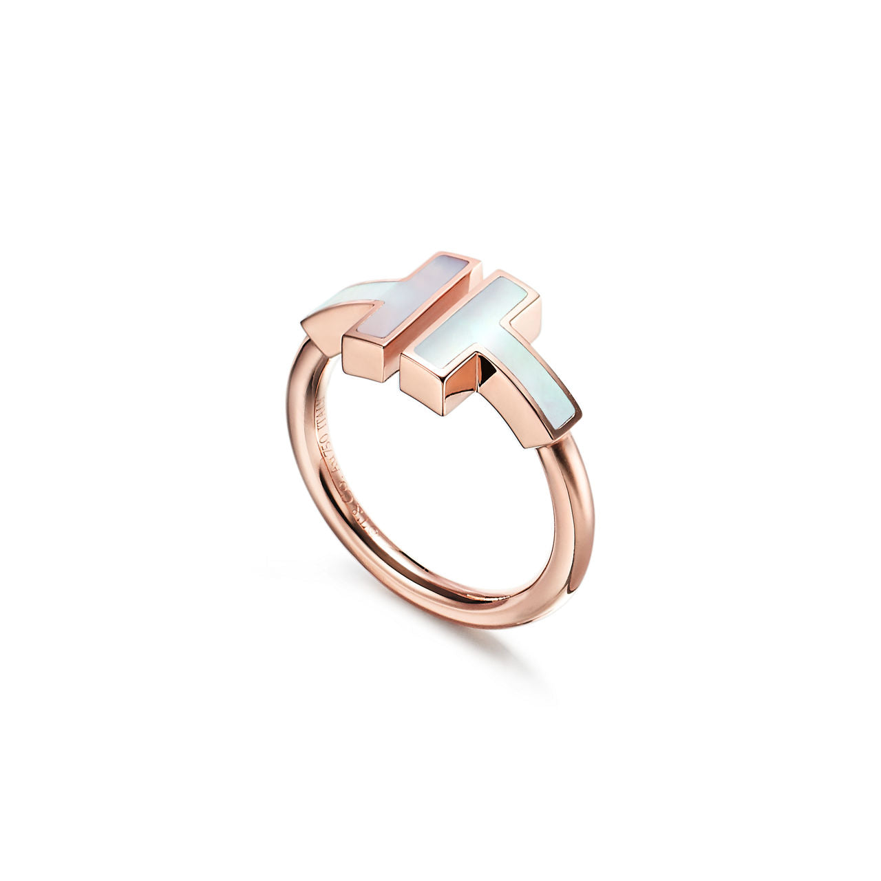 Tiffany T Bague Wire en or rose 18 carats et nacre