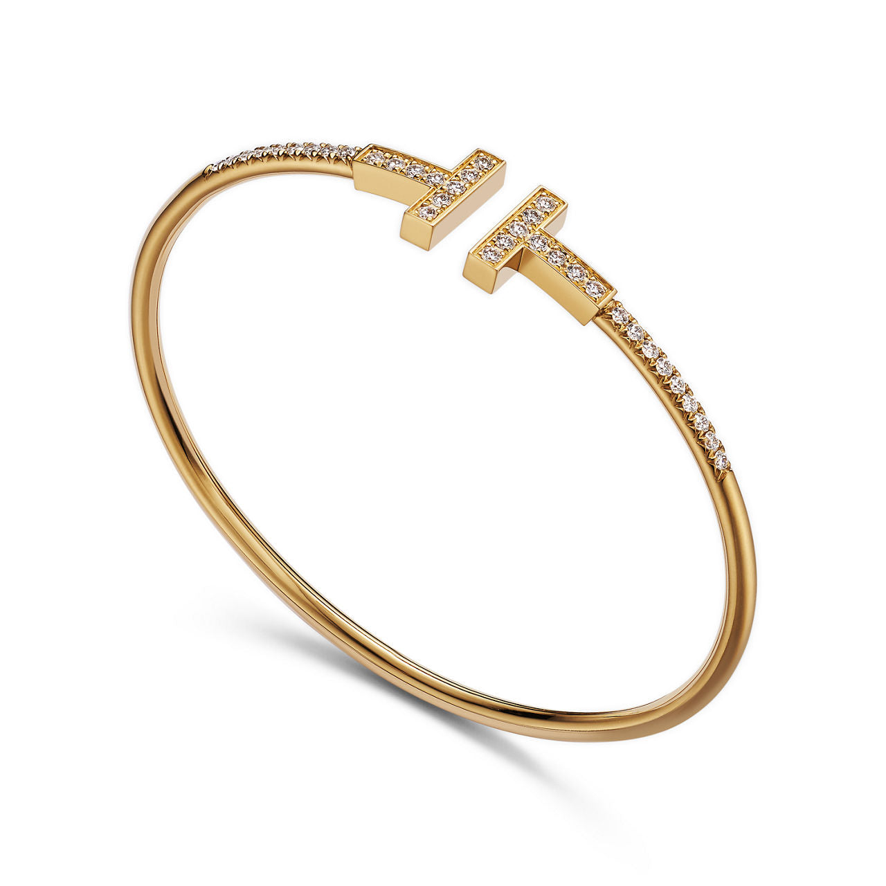 Bracelet jonc Wire pavé de diamants en or jaune 18 carats