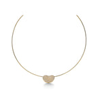 Collier Wire Bean en or 18 carats et pavé de diamants. 20 mm.