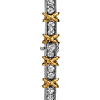 Bracelet en platine 950 millièmes, or jaune et diamants