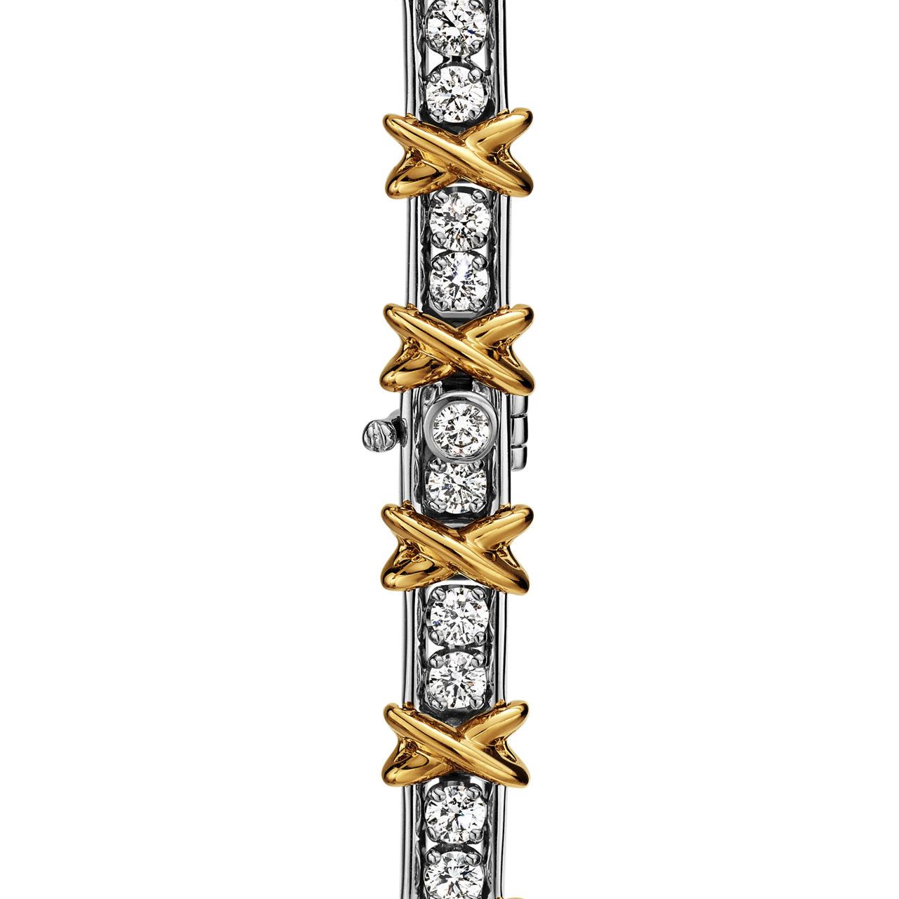 Bracelet en platine 950 millièmes, or jaune et diamants