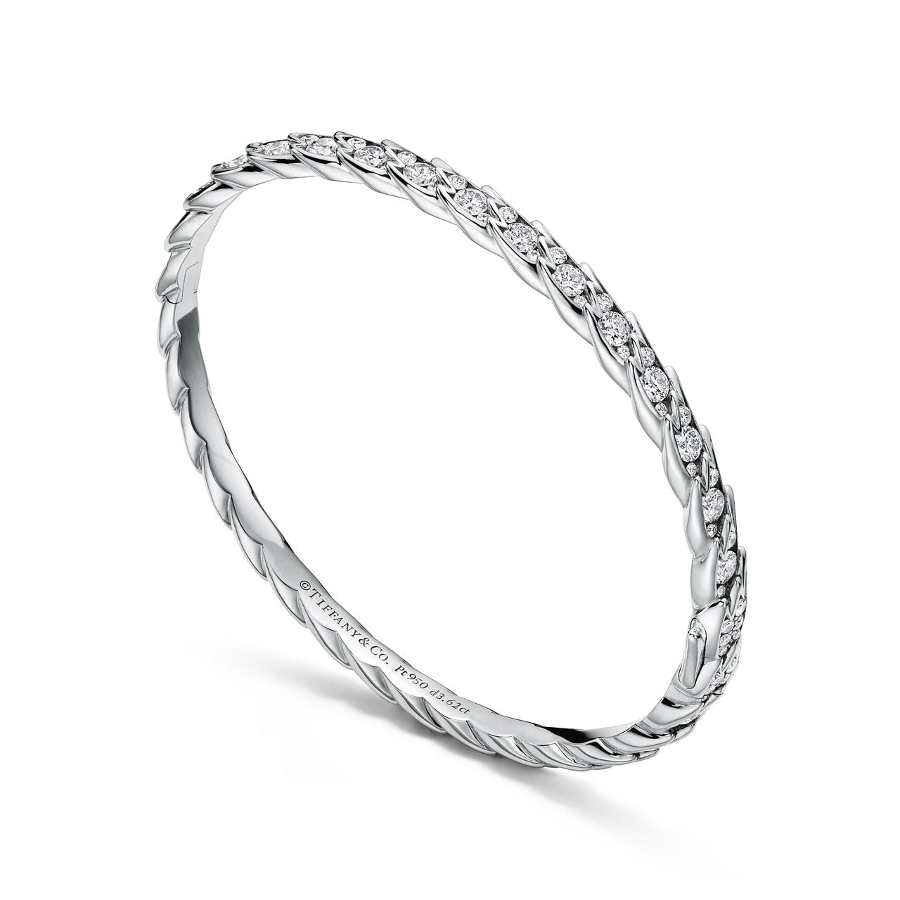 Bracelet jonc Wings étroit en platine et diamants