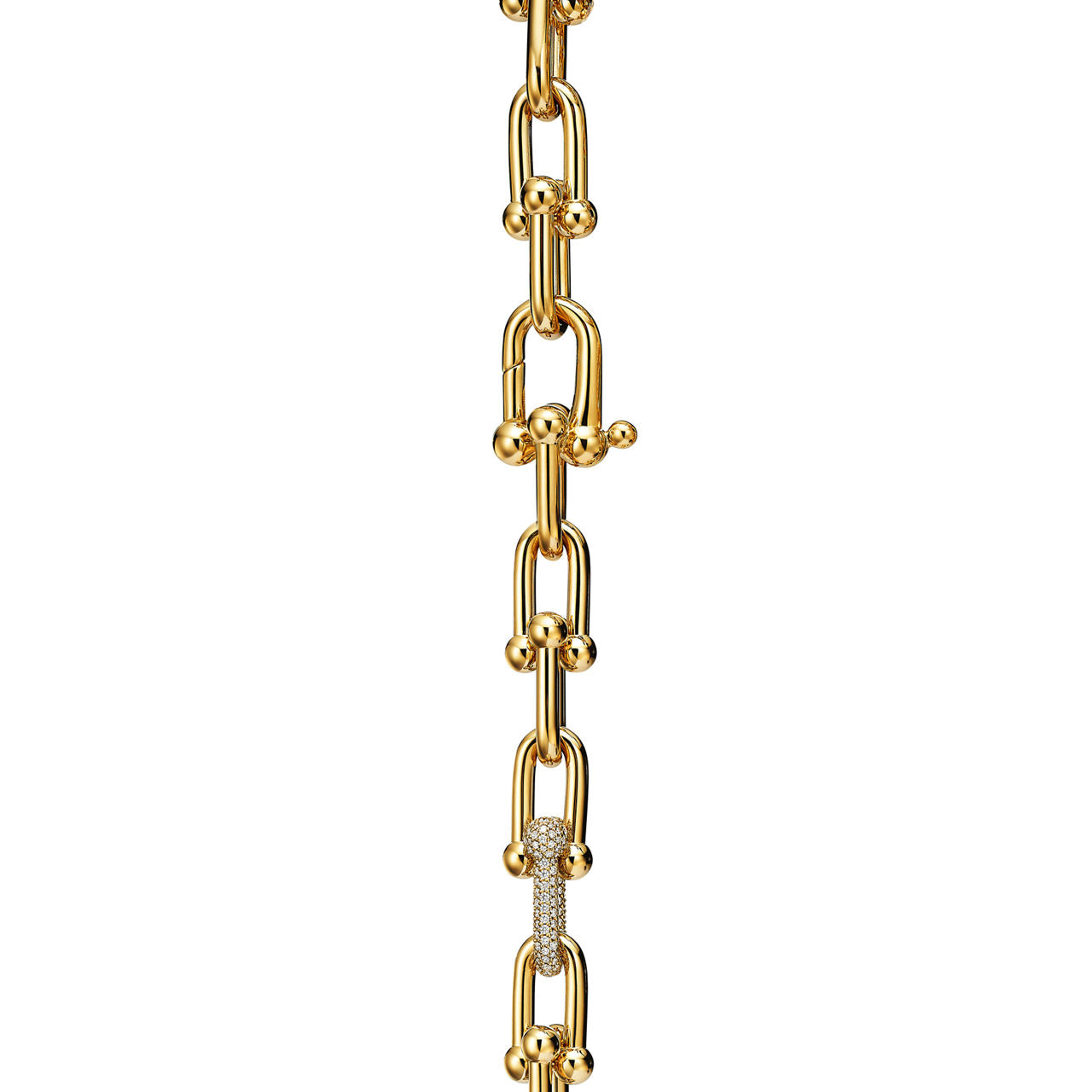 Bracelet à gros maillons en or jaune 18 carats avec diamants