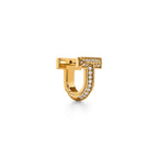 Boucles d’oreilles huggies T1 avec pavé de diamants en demi-cercle en or jaune 18 carats