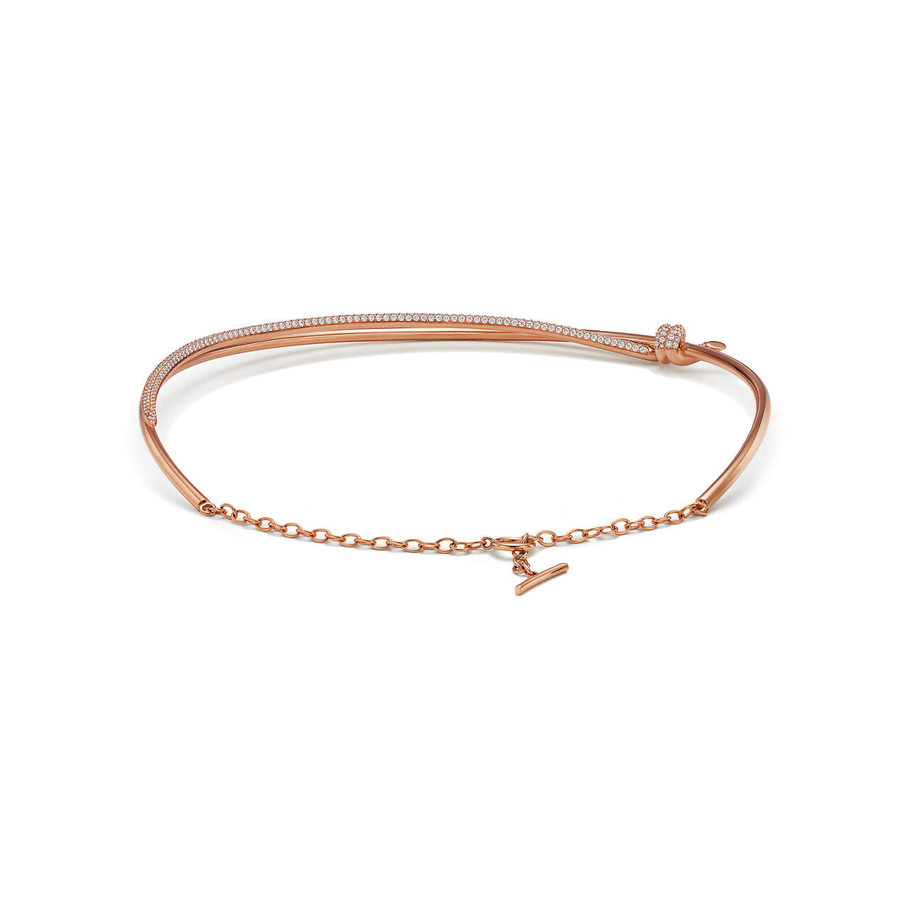 Collier double rang en or rose 18 carats et diamants