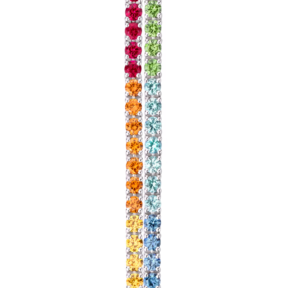 Bracelet ligne pierres de couleurs or blanc 750/1000e