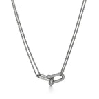 Pendentif à maillons doubles taille Large en or blanc 18 carats et pavé de diamants