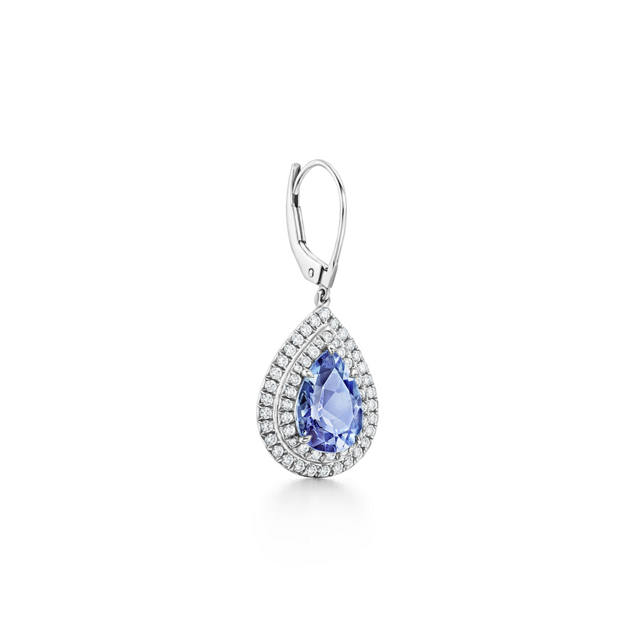 Boucles d’oreilles en platine 950 millièmes avec tanzanites et diamants