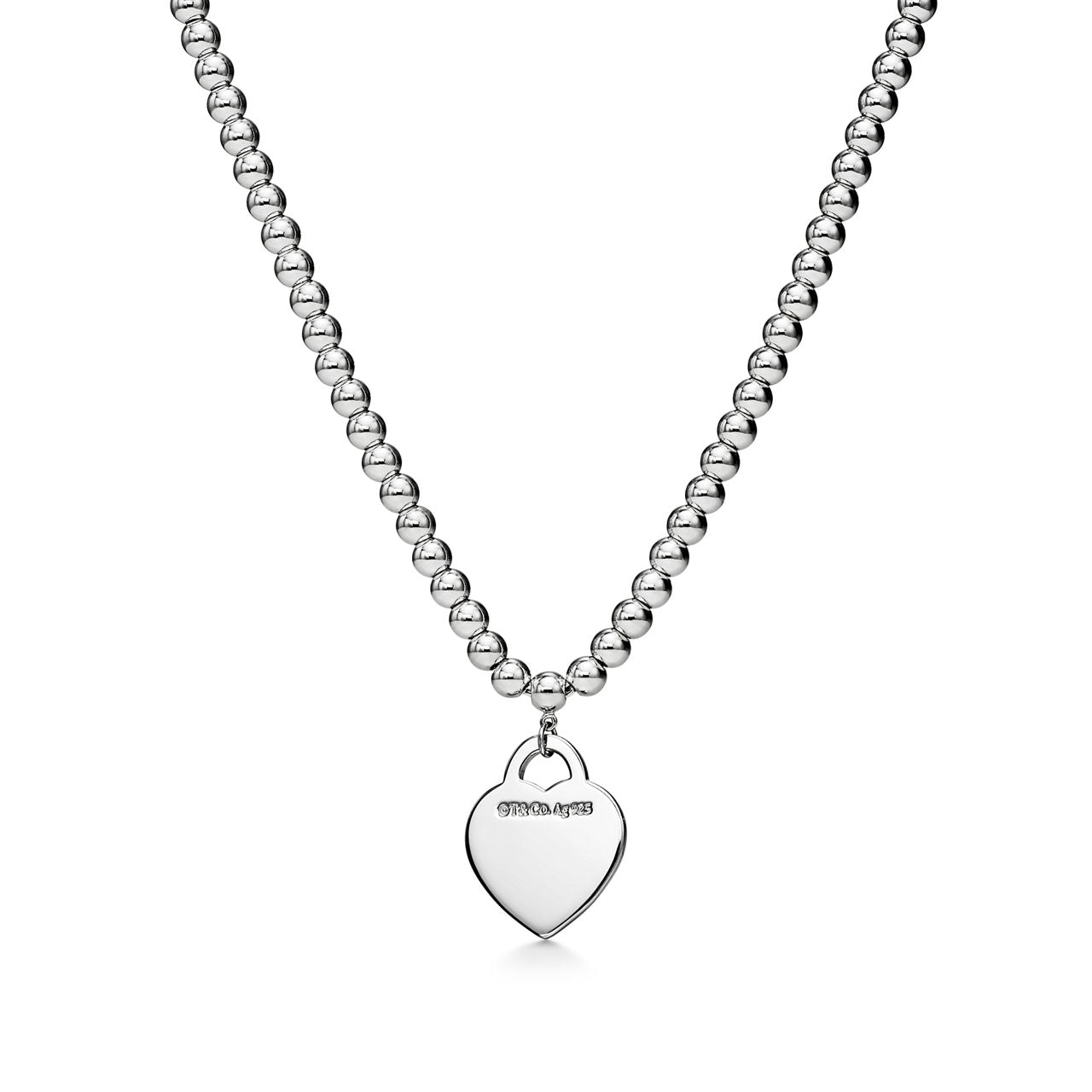 Collier de perles Plaque Cœur en argent 925 millièmes et diamant. Small.