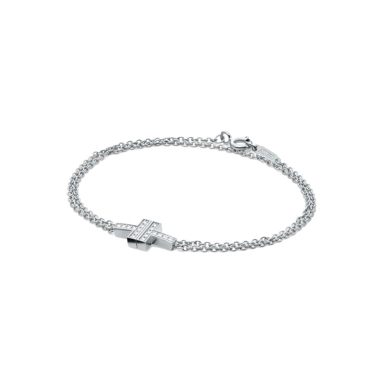 Bracelet double chaîne en diamants en or blanc 18 carats
