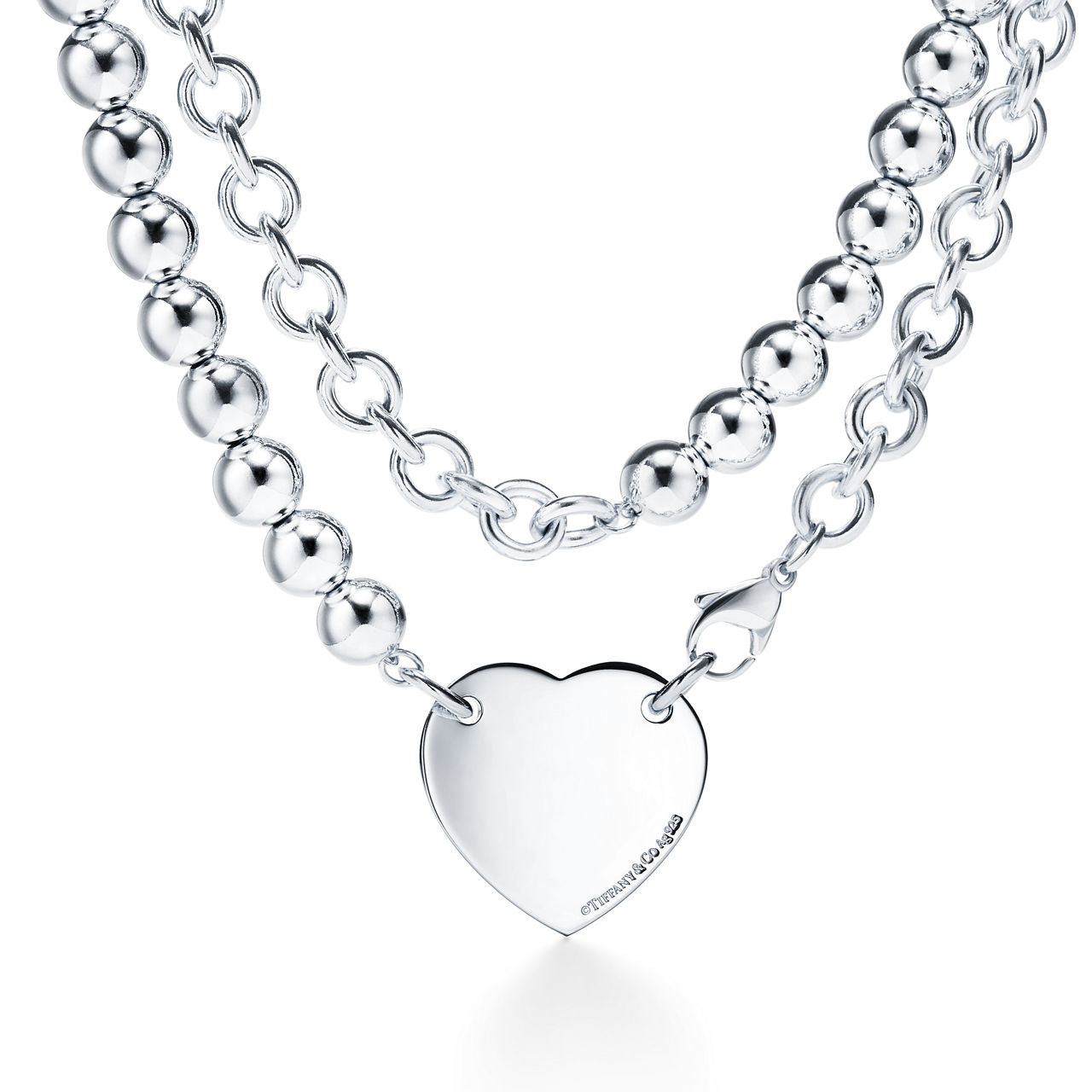 Collier Wrap Plaque Cœur en argent 925 millièmes, 81,3 cm
