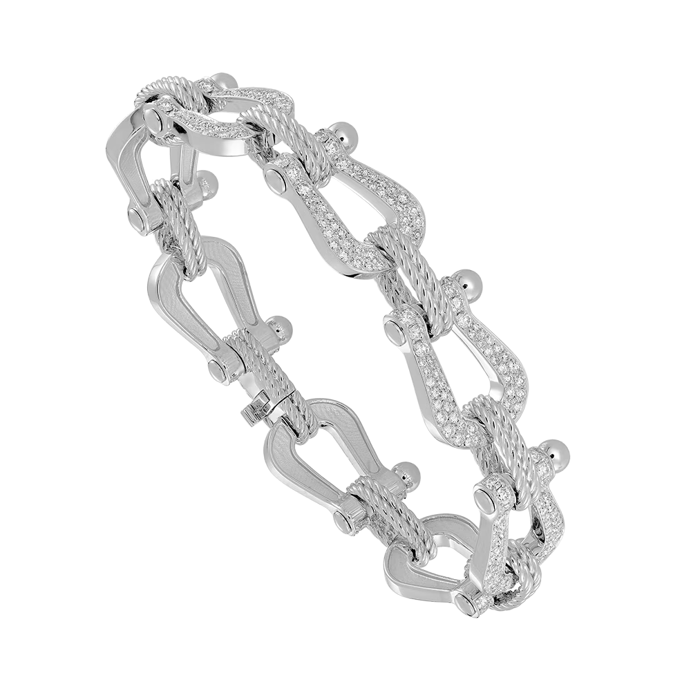 Bracelet Force 10, multiple manilles, pavé, grand modèle