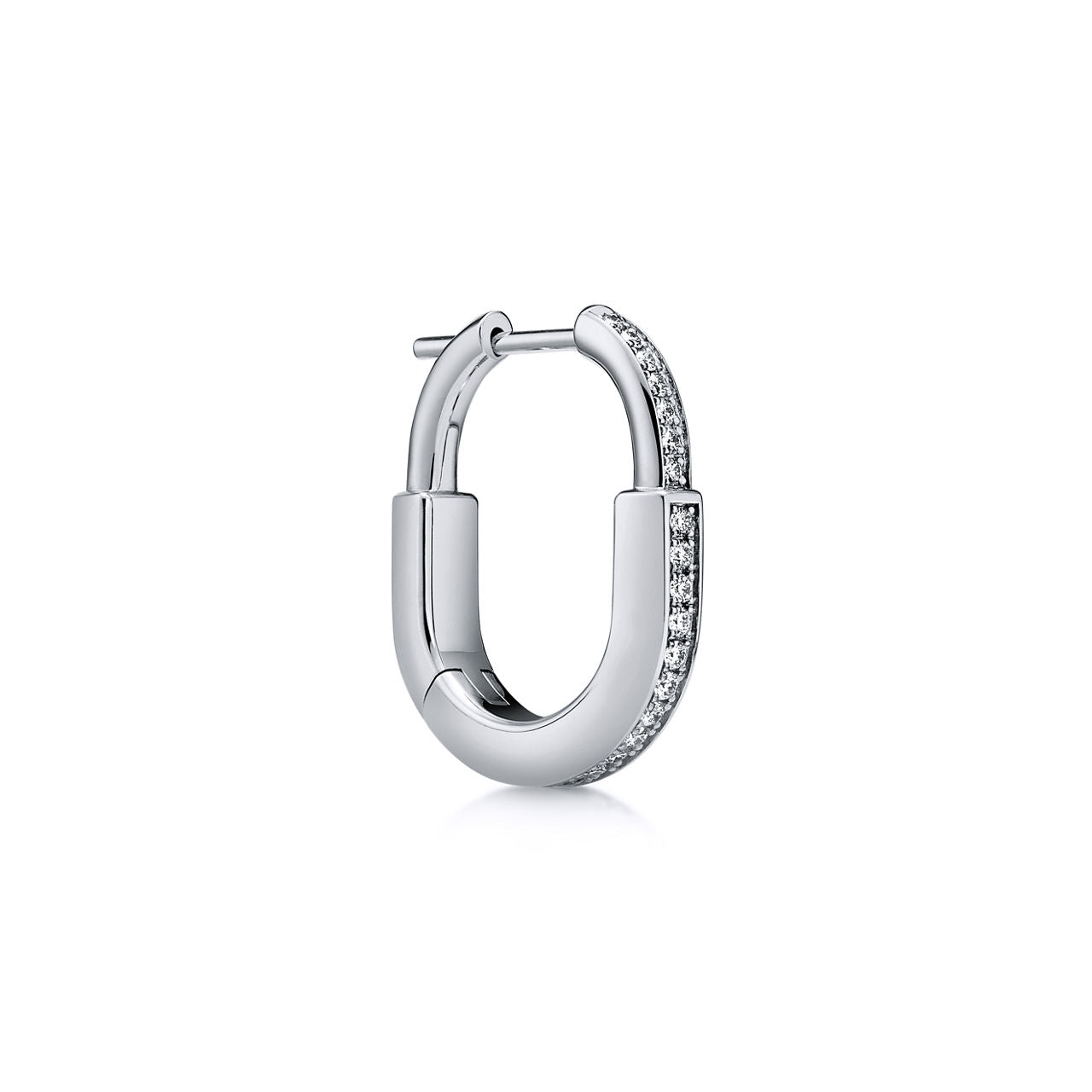 Boucles d’oreilles Lock en or blanc et diamants pavés, Small