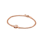 Bracelet double chaîne en diamants en or rose