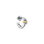Boucles d’oreilles créoles en platine 950 millièmes, or jaune 18 carats et diamants