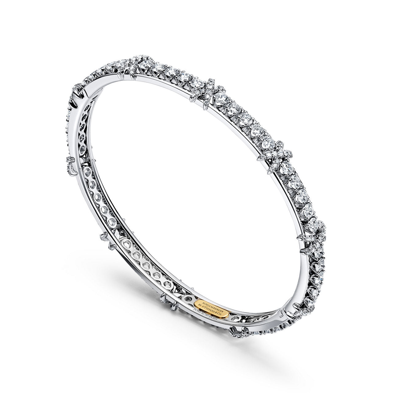 Bracelet jonc en platine 950 millièmes et diamants