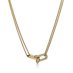 Pendentif à maillons doubles taille Large en or jaune 18 carats et pavé de diamants