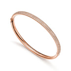Bracelet jonc articulé à trois rangs en or rose 18 carats et diamants