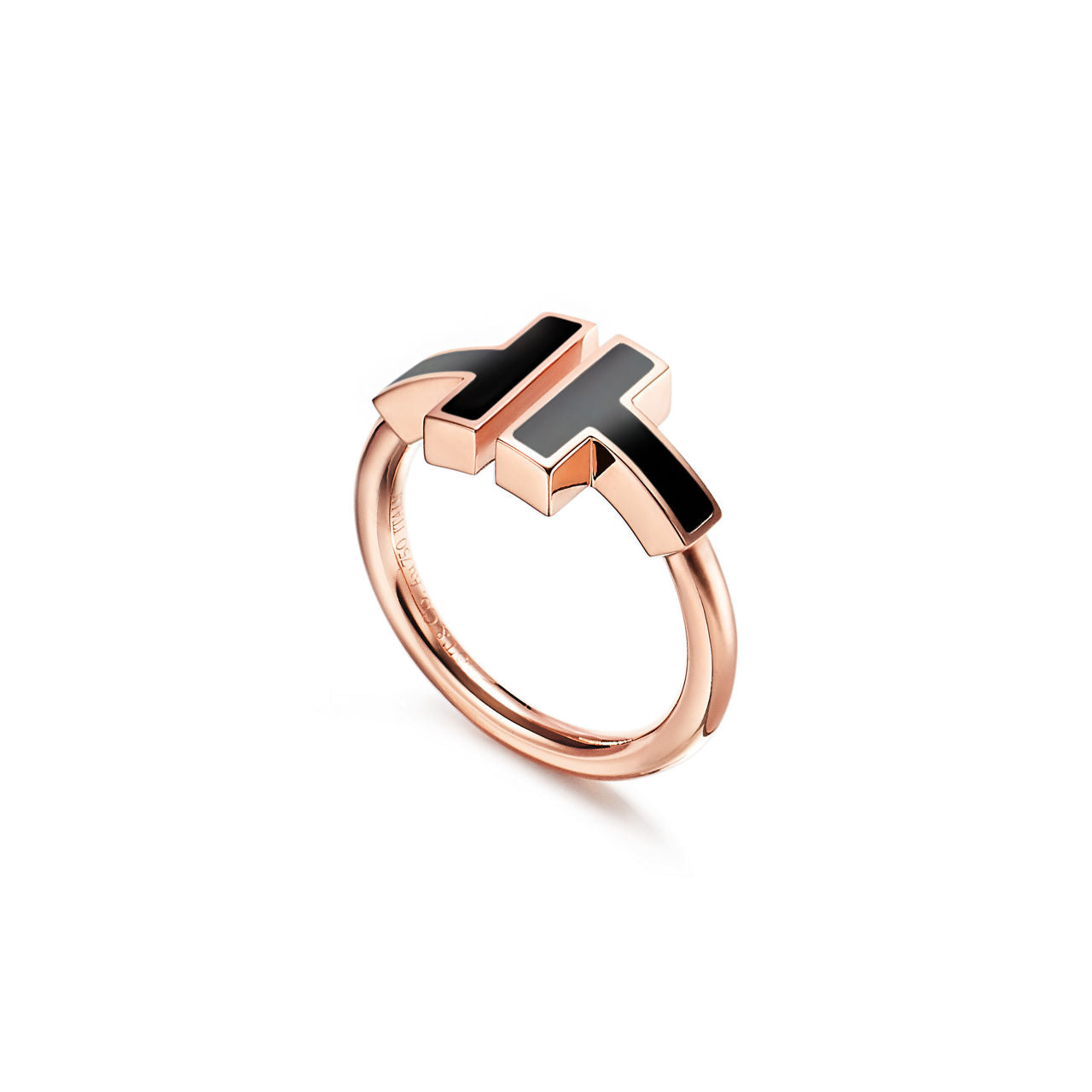 Tiffany T Bague Wire ornée d’onyx noir en or rose