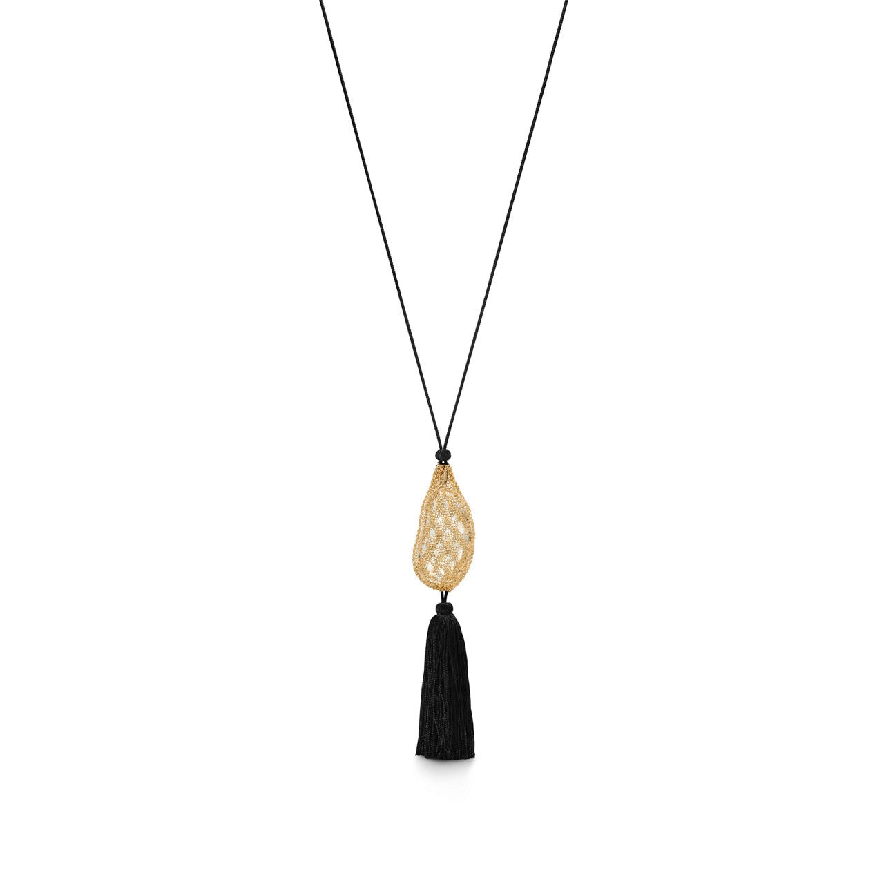 Collier Bean design en Cristal de Roche et Or Jaune 18 carats