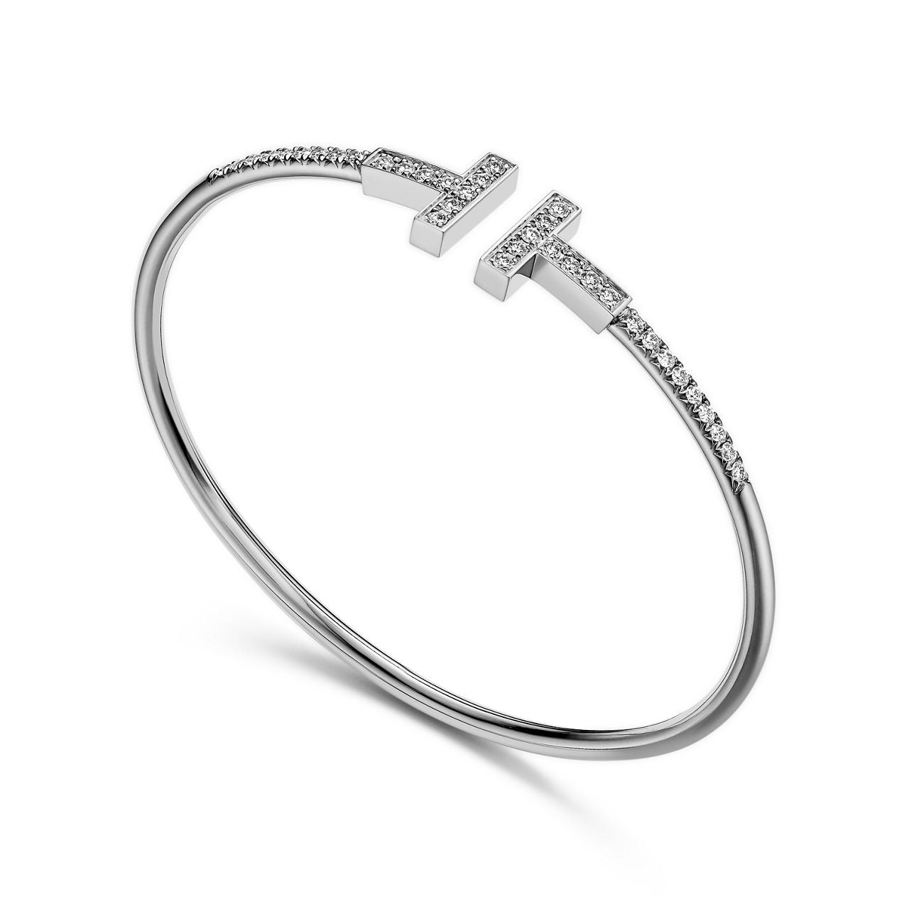 Bracelet jonc Wire pavé de diamants en or blanc 18 carats