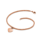 Bracelet de perles Plaque Cœur en or rose 18 carats, Mini