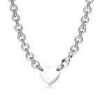 Collier ras-de-cou à maillons Plaque Cœur en argent 925 millièmes