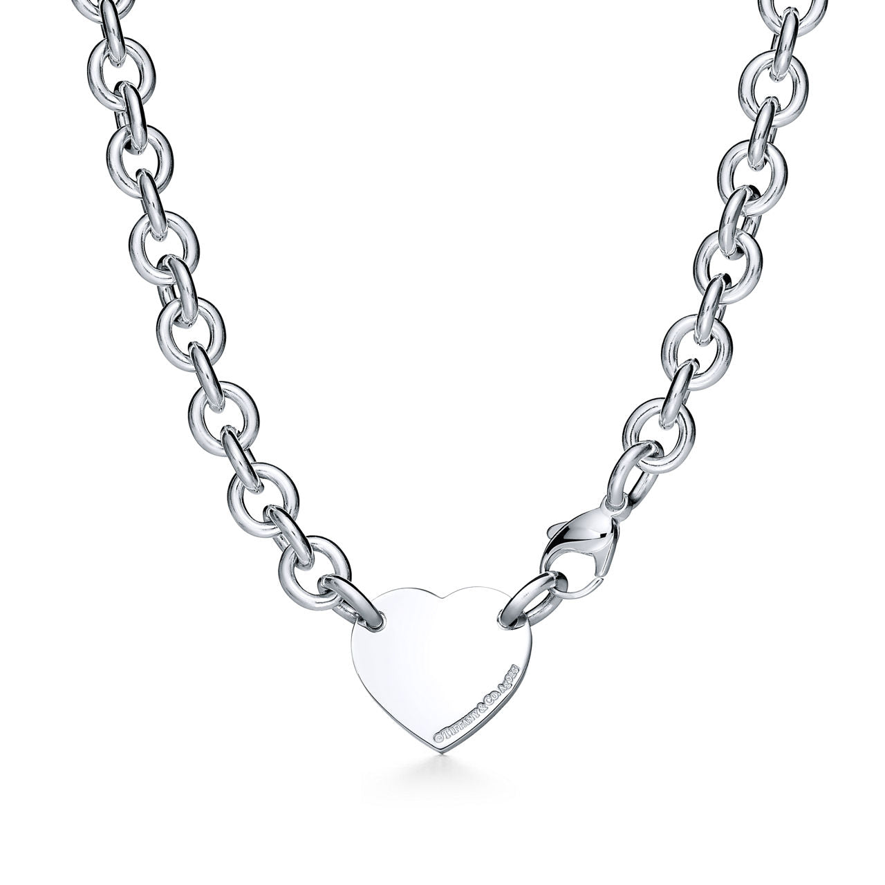 Collier ras-de-cou à maillons Plaque Cœur en argent 925 millièmes