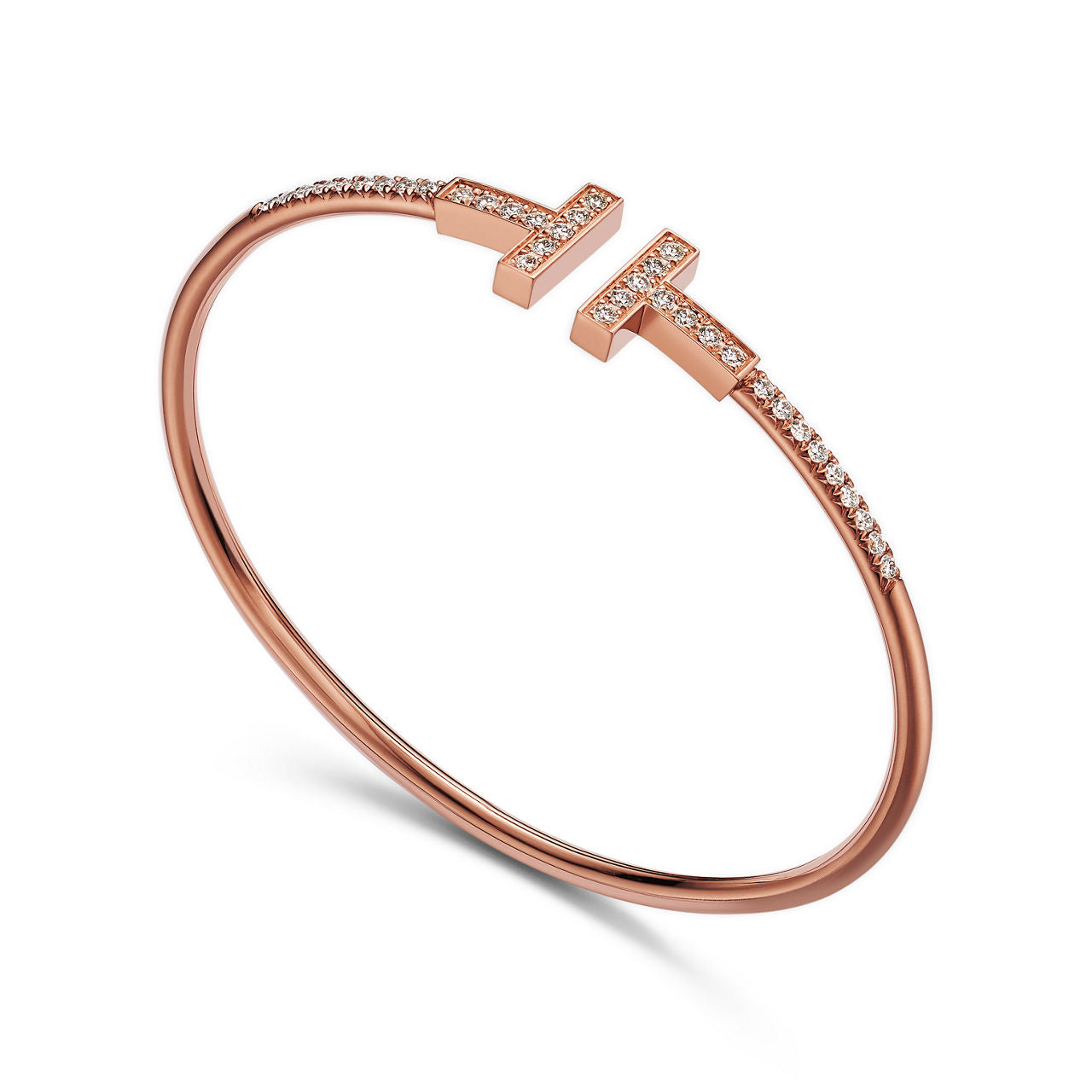 Bracelet jonc Wire pavé de diamants en or rose