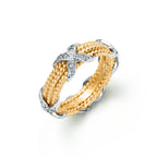 Tiffany Rope Bague X à trois rangs en or jaune, platine et diamants