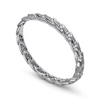 Bracelet jonc Wings Large en platine et diamants