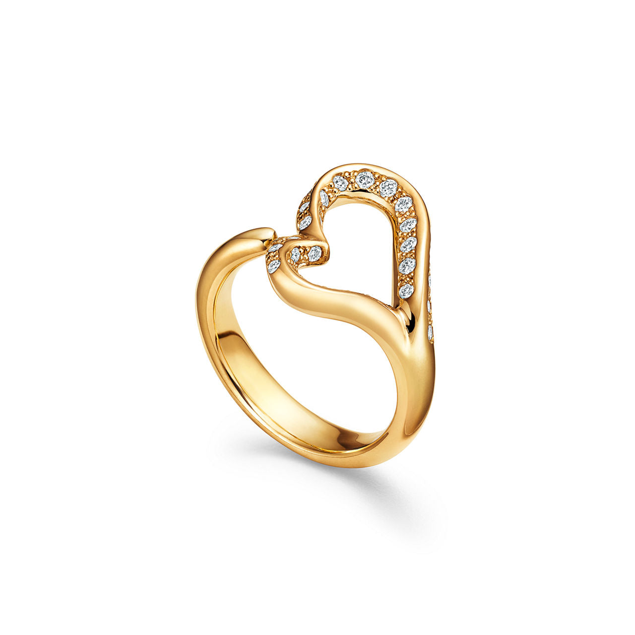 Elsa Peretti® Bague Open Heart en or jaune 18 carats pavé de diamants