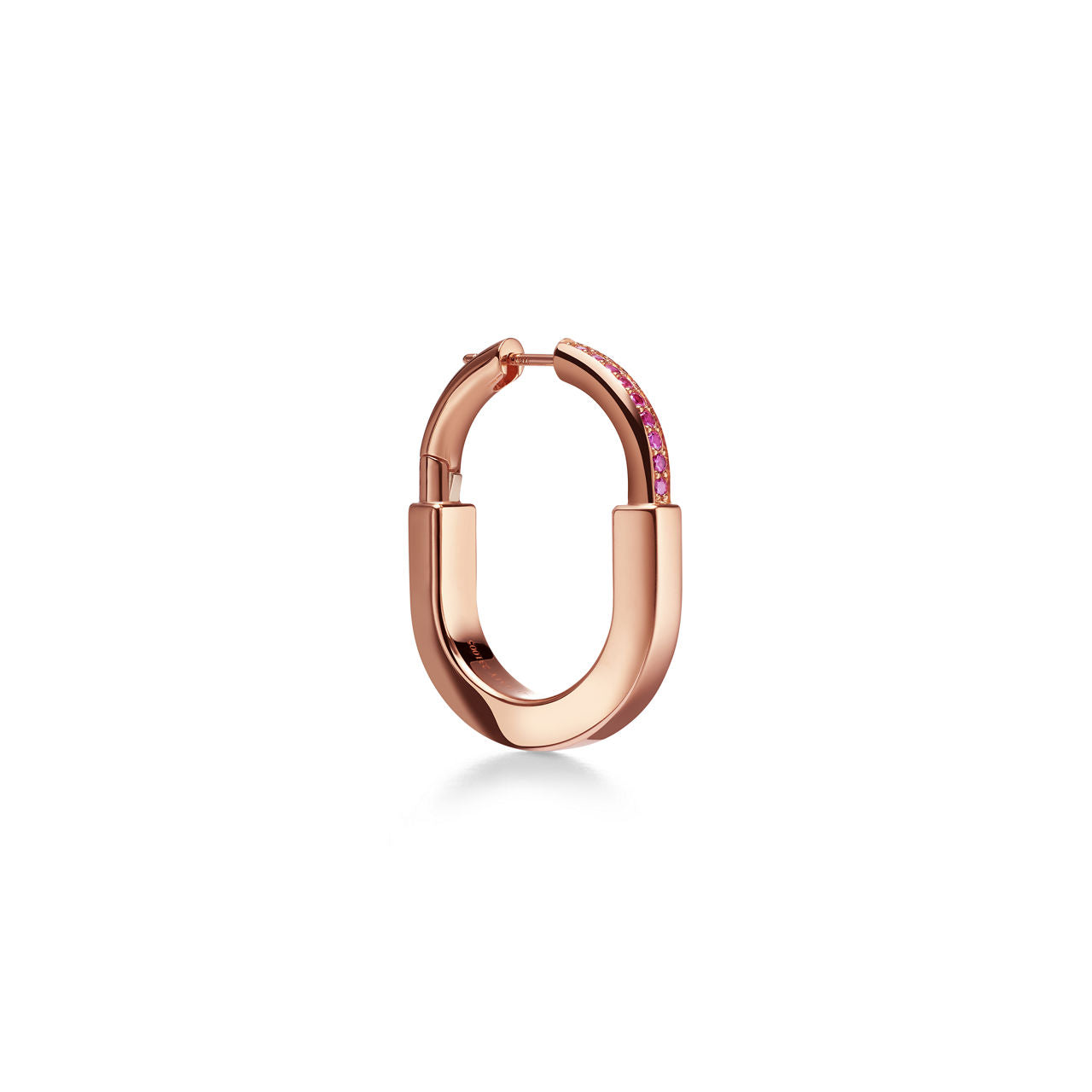 Boucles d’oreilles en or rose et saphirs roses. Medium.