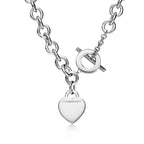 Collier Plaque Cœur en argent 925 millièmes et diamant. Medium