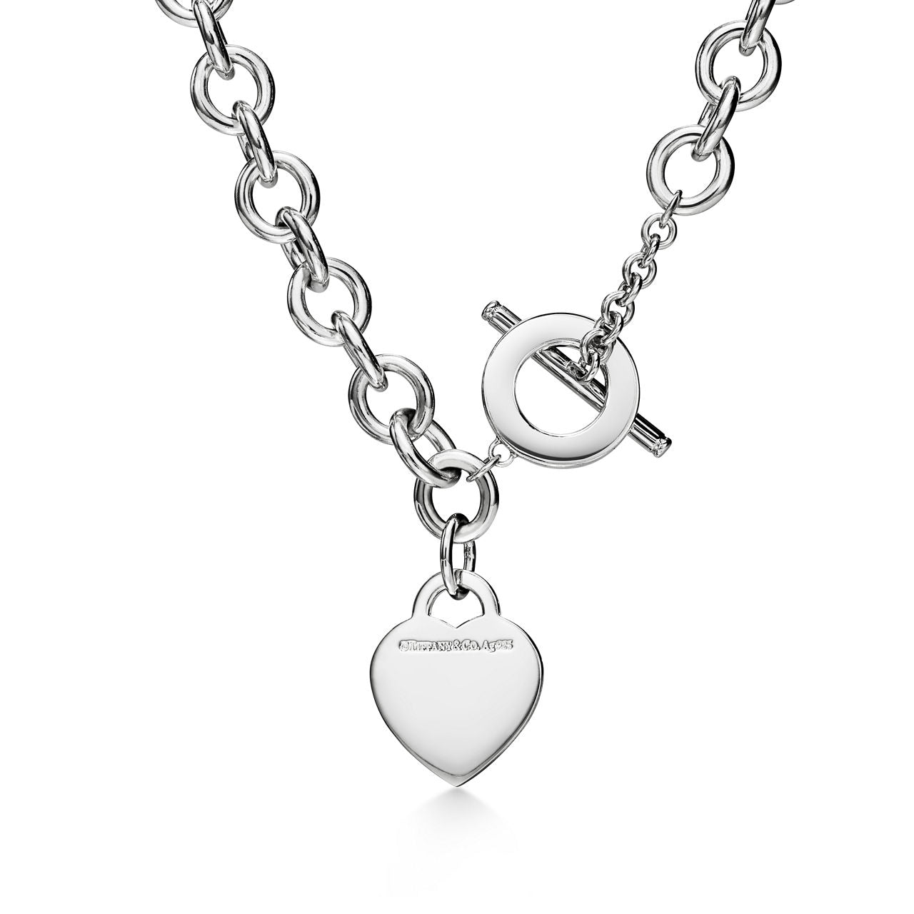 Collier Plaque Cœur en argent 925 millièmes et diamant. Medium