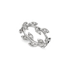 Paloma Picasso® Bague Olive Leaf en or blanc 18 carats et diamants. Étroite.